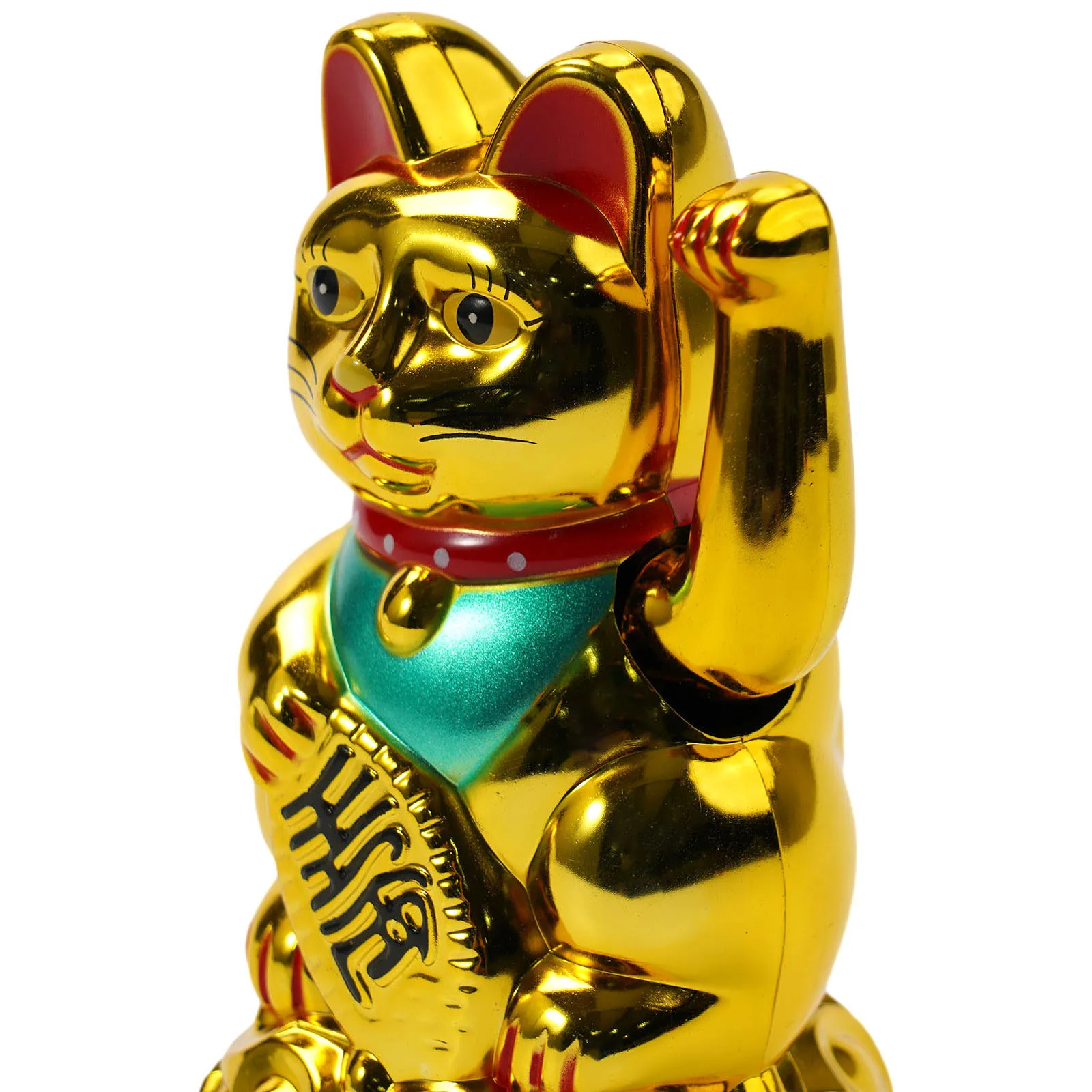 Chinese Lucky Electric Swing Waving Cat Beckoning Maneki Neko Gold Fortune Feng Shui 6.5Inch Mascot Home Decoration