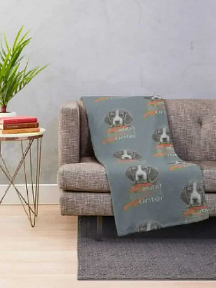 Rabbit Hunter Chasing Tail Rabbit Hunting Beagle Dogs - Bushy Tailed Cottontail Throw Blanket Beach Furrys Soft Beds Blankets