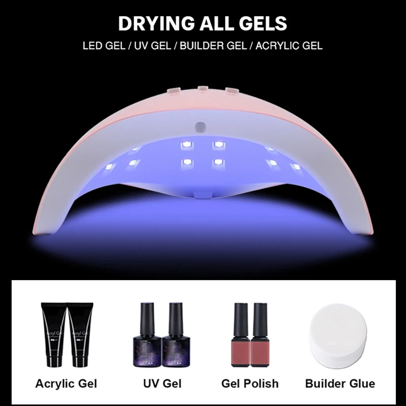 Lampe sèche-ongles à LED UV 54W pour le traitement de tous les types de vernis à ongles, outil d'art des ongles, minuterie 30S, 60S, 90S, 18 pièces