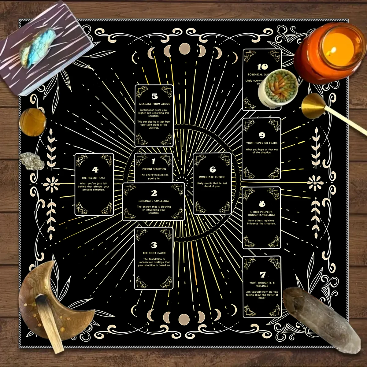 1 paño de mesa de tarot, paño de mesa de adivinación con cruz celta, paño de mesa misterioso para decoración de altar