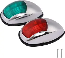 Boat Navigation Lights Red and Green LED Marine Vertical Mount 10-30 Volt USCG 2 NM 1 Pair ( Vacuum Electroplate Silver)