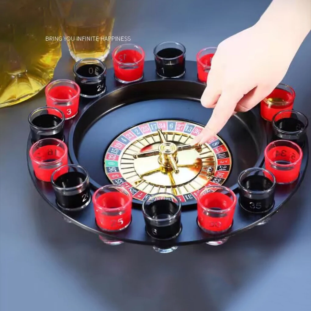 Drinking Roulette Game Set 16 Shots Russia Turntable Shot Glass Turntable Ktv Party Games Wine Glasses And Tables 16 Hole Hot