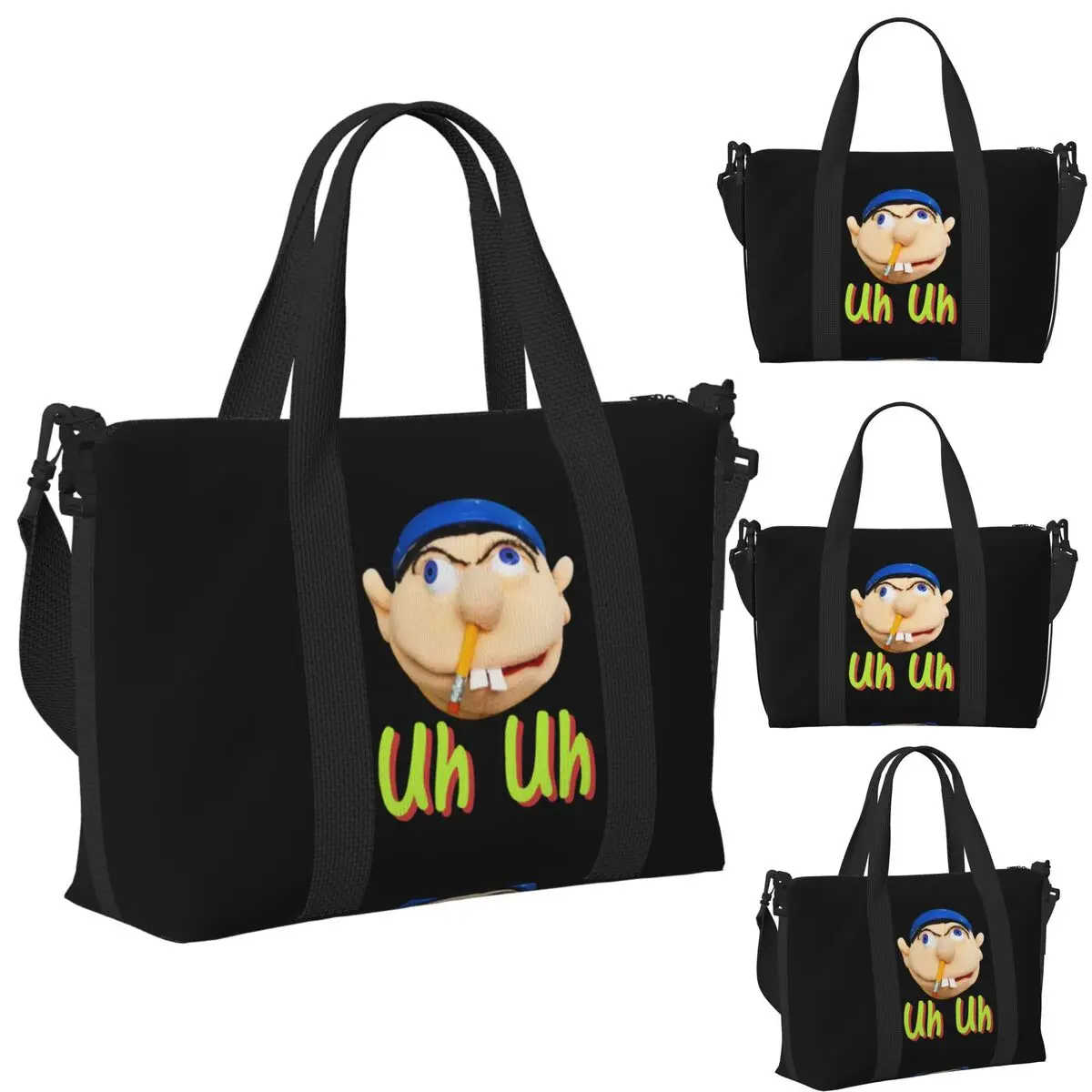 

Jeffy I Hate Green Beans Beach Travel Bag Large Capacity Tote Bags for Gym Sport Women Shopping Duffle Shoulder Bag