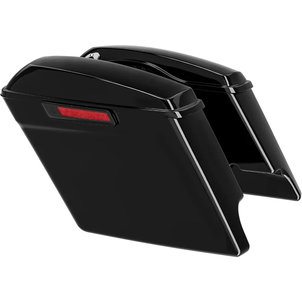 

5-дюймовые растянутые седельные сумки для мотоциклов, черные защелки, подходят для моделей Harley 2014-2024 Touring FLT FLHT FLHTCU FLHRC