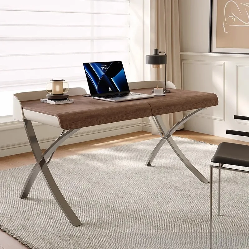 Italian minimalist home, walnut veneer modern light luxury computer desk c