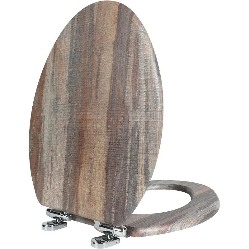 Elongated Toilet Seat Molded Wood Toilet Seat with Quietly Close and Quick Release Hinges, Easy to Install