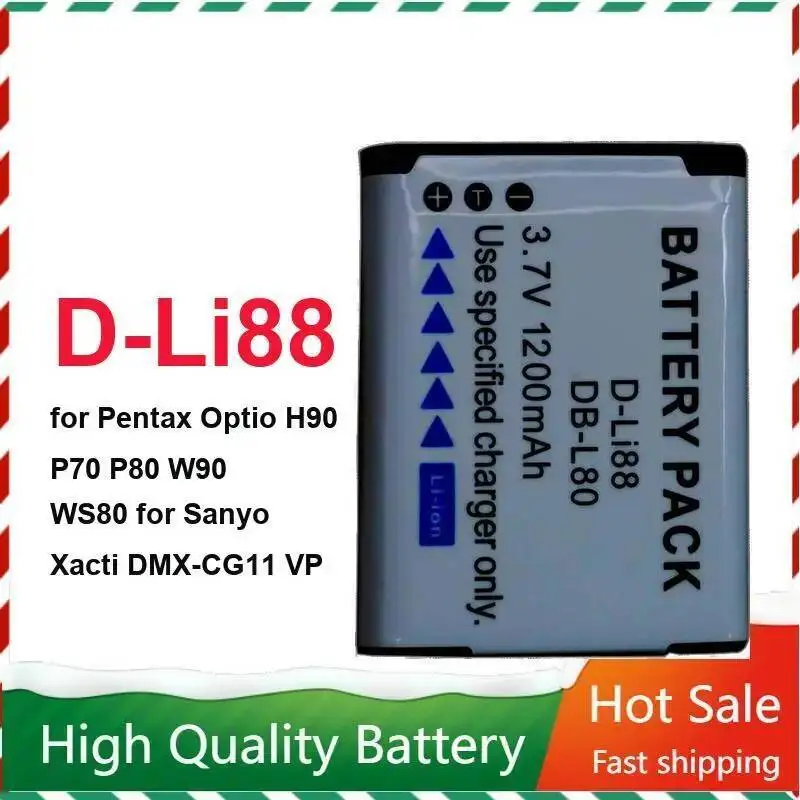 1200Mah High Performance D-Li88 Replaceable For Pentax Optio H90 P70 P80 W90 WS80 Sanyo Xacti Dmx-CG11 VP Camera Battery