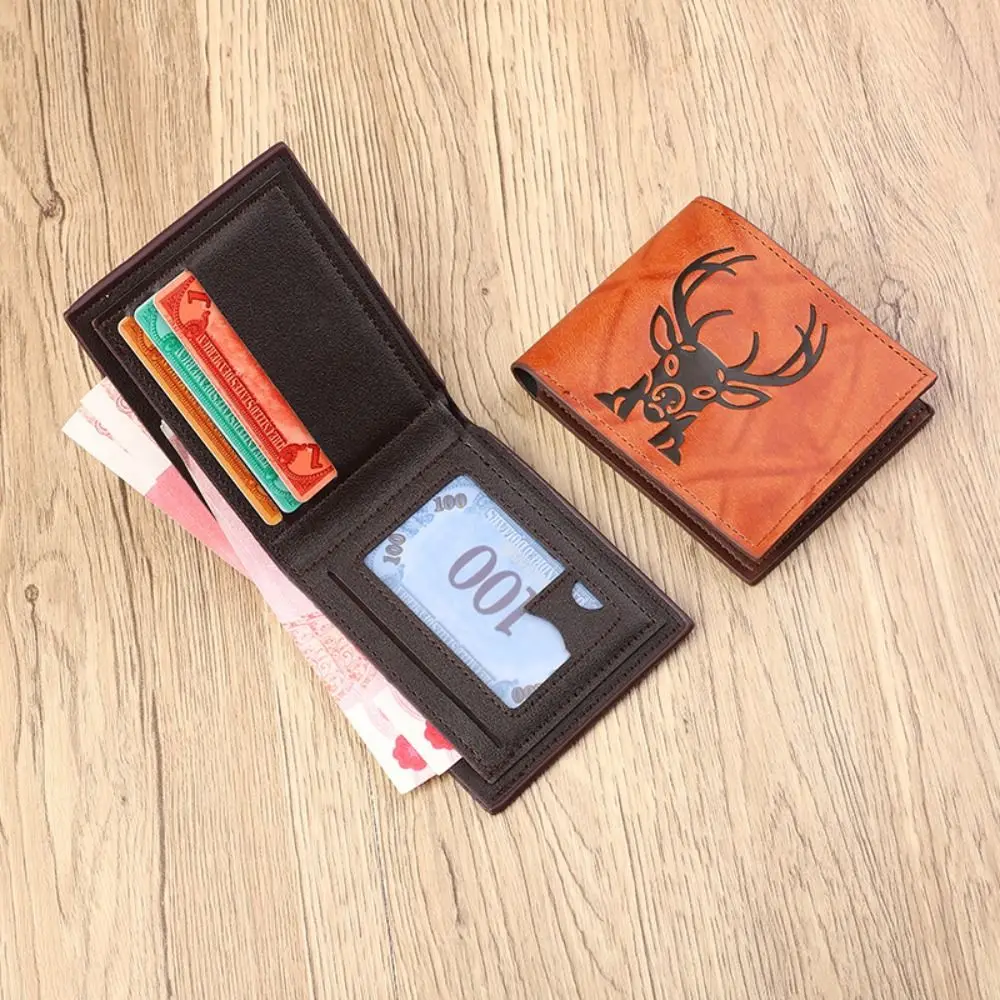 Новый мужской кошелек из искусственной кожи в стиле ретро, черный кофейный кошелек с 3D тисненым узором, ультратонкий двойной складной кошелек с несколькими карманами для мужчин и женщин