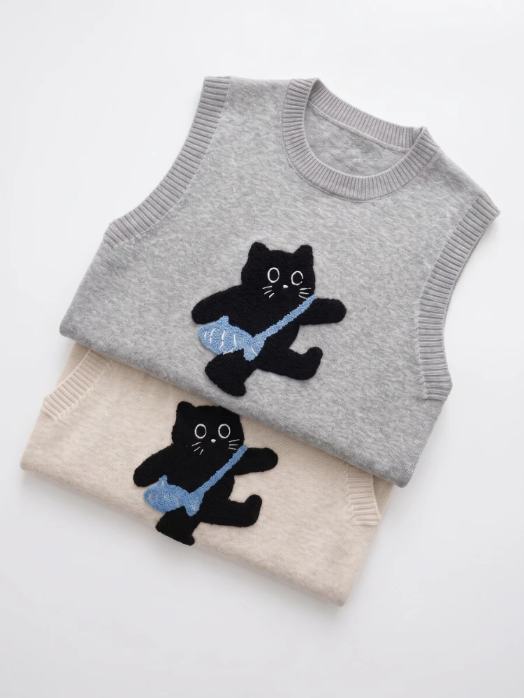 zjaiss 2026 Summer Cartoon Sweater Women Knitted Tank Top Short O Neck Sleeveless Solid Spring Sweaters Vest