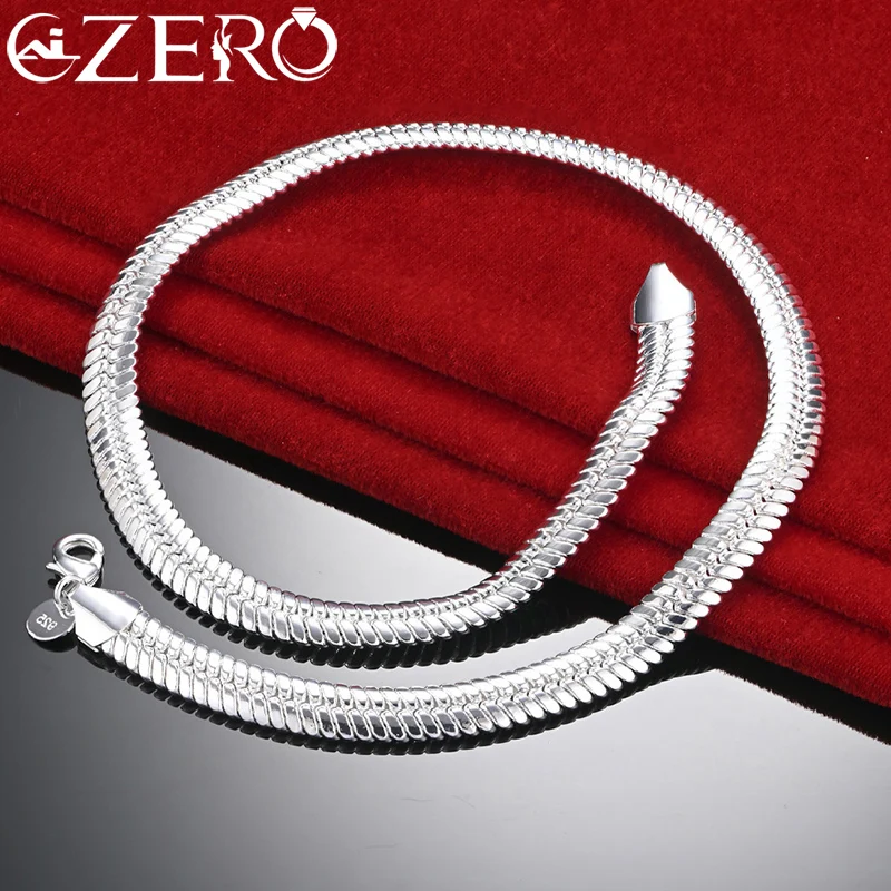 

ALIZERO 925 Sterling Silver 10MM Snake Chain Necklace For Men Fashion Party Luxury Trend Accessories High-Quality Jewelry Gift