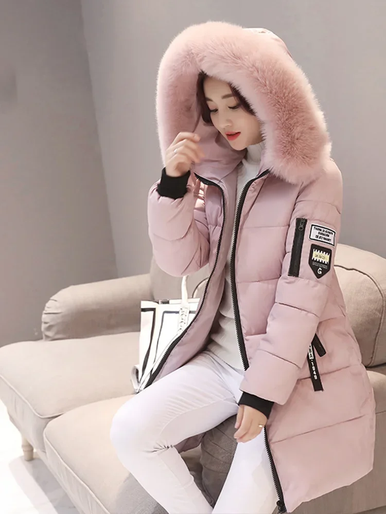 Winter Zipper Hooded Long Sleeved Women Parkas Windproof Warm Solid Color Slim Fit Lady Coats Fashion Woman Thicken Jackets