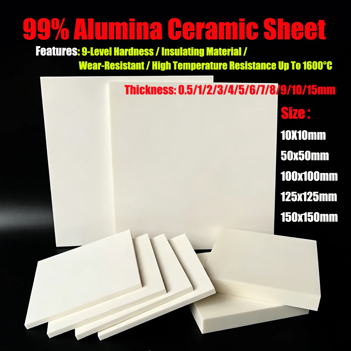 99 Alumina Ceramic Substrate Sheet High Insulation Heat Resistant Ceramic Wafer for Electronic Industrial Use