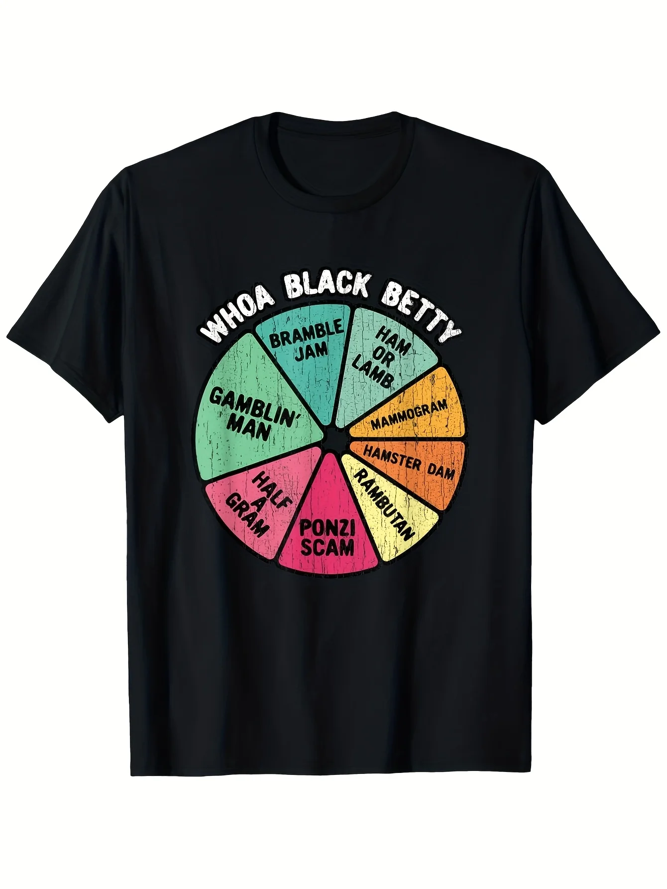 Camiseta con gráfico de pie de datos de música rock clásica de los años 70, modelo Black Betty de LocalWow 2026.
