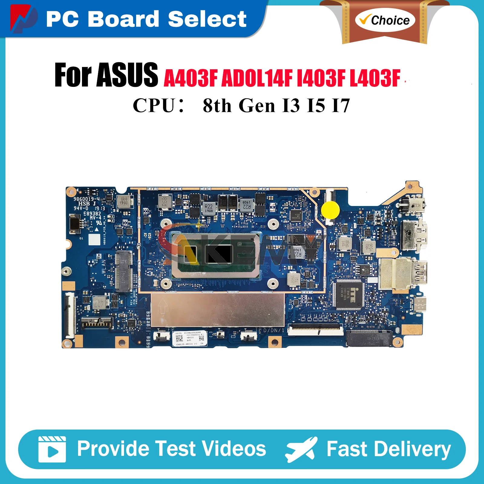 

X403FA Материнская плата для ноутбука ASUS VivoBook X403F A403F L403F ADOL14F X403FAC F403F X403FA I403F Материнская плата с процессором I3 I5 I7 stk