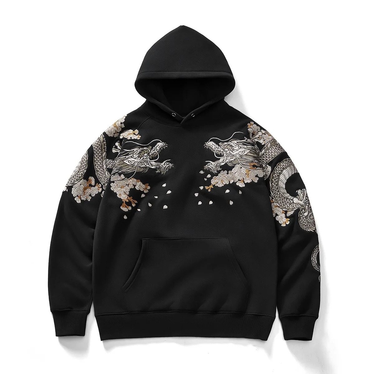 2026 Autumn Hip Hop Couple Hoodie Jacket with Y2K Floral & Luxury Chinese Dragon Embroidery, Harajuku Cotton Streetwear