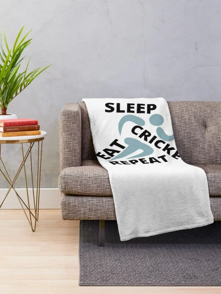 Eat Sleep Cricket Repeat Green Throw Blanket for sofa Heavy bed plaid Blankets