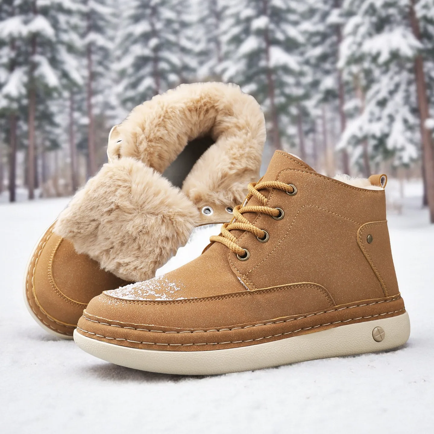 

2025 New Winter Men's Sheepskin Boots - Fur-Lined Insulated Cold-Resistant Outdoor Warm Snow Boots