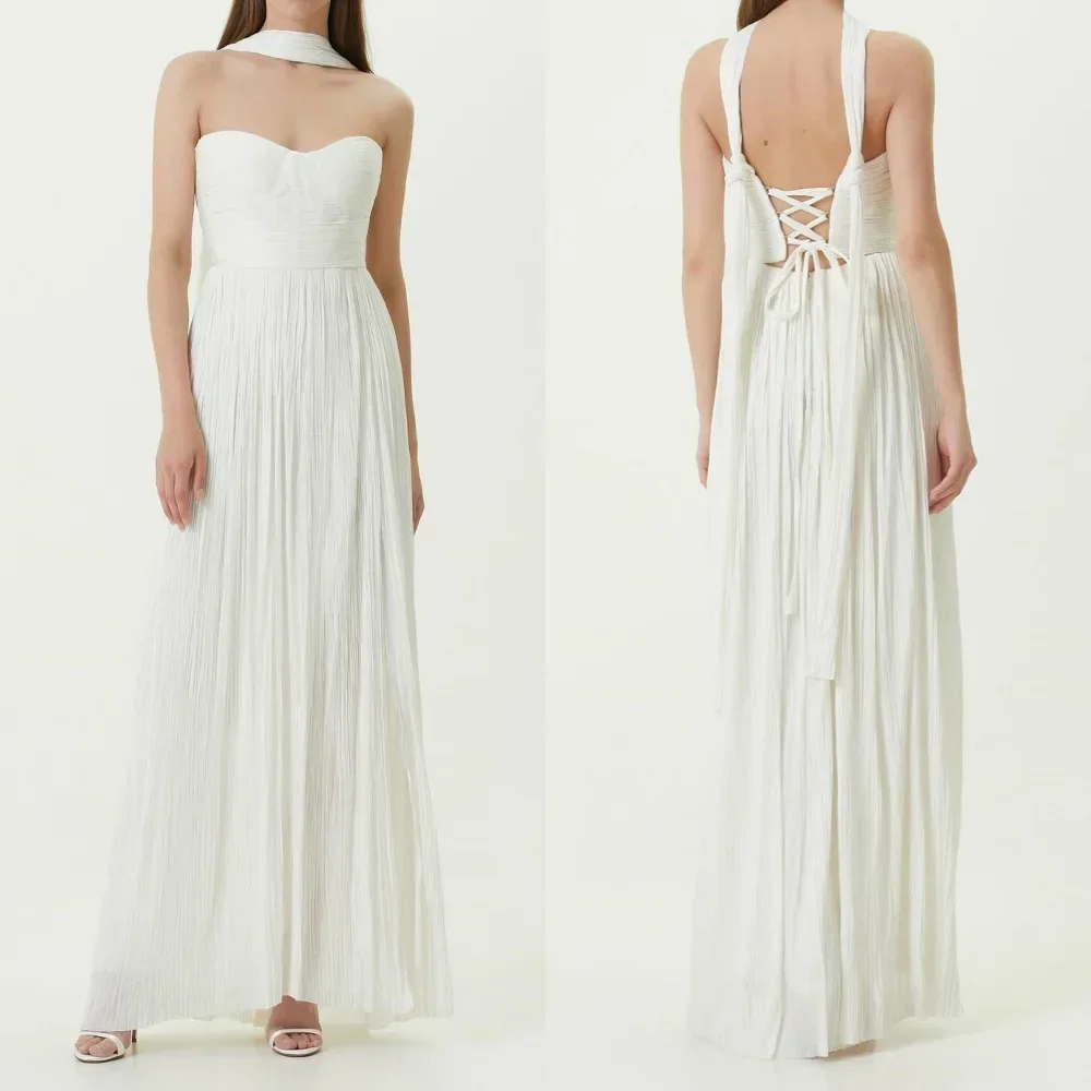 

Customized Retro Elegant Classic Chiffon Criss-Cross Ribbon A-line Halter Long Dresses Prom Dresses Chinese Style Matching Simp