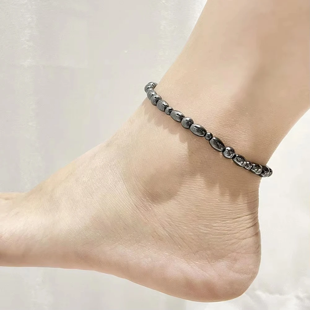 Magnetic black stone wrist guard, natural stone elastic bracelet, black hematite bead elastic health wrist guard jewelry