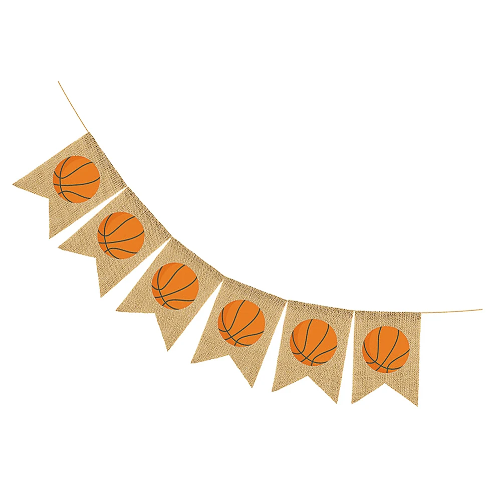 

Basketball Printing Linen Flags Decorative Banner Party Supplies Lightweight Home Wall Hanging Holiday Banner Festive