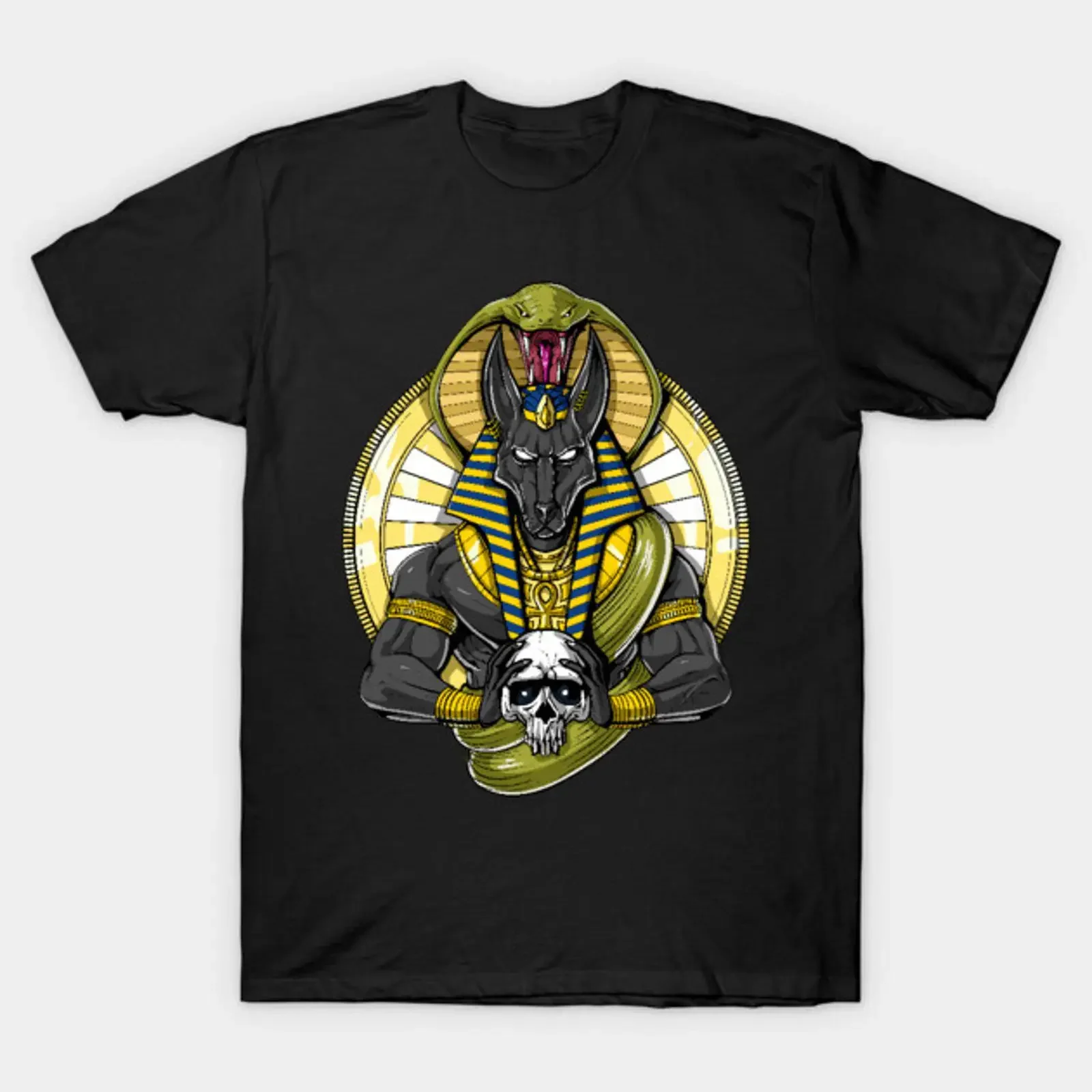 Egyptian God Anubis T Shirt vintage Washed Top For Everyday Wear Stylish Casual Stretched streetwear Comfortable homme Slightly