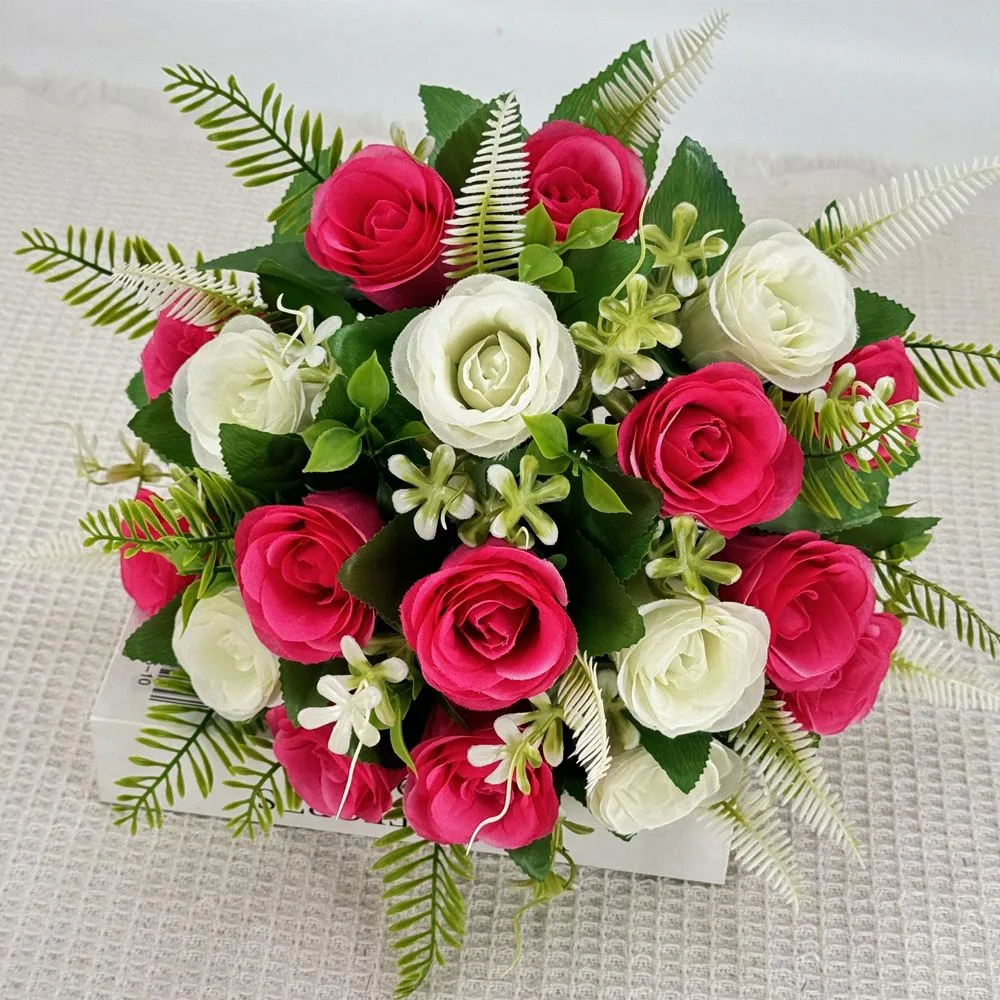 

18 Heads Real Happy Reunion Flower Mini Photography Photo Gift Natural Simulated Rose 9 Colors Crystal Grass Bouquet