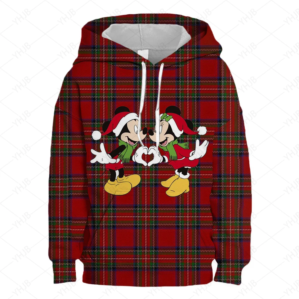 2024 New Girls\' Sweatshirt Disney Lilo&Stitch Pattern Merry Christmas Print Casual Wear Short Pullover Long Sleeve Top 
