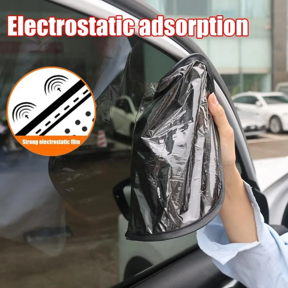 Electrostatic Film Car Window Sunshade Memory Steel Black Tape UV Block Auto Sun Visor Universal Interior Heat Insulation Cover