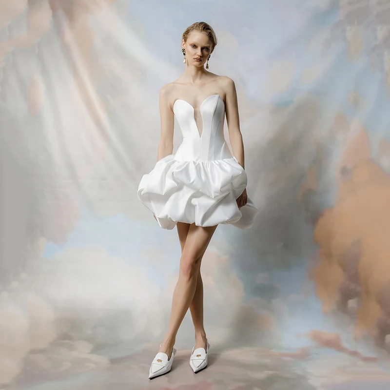 

Eightree White Mini Wedding Dresses Women A-Line Sweetheart Corset Bridal Dress 2025 Short Evening Wedding Prom Gowns Customized