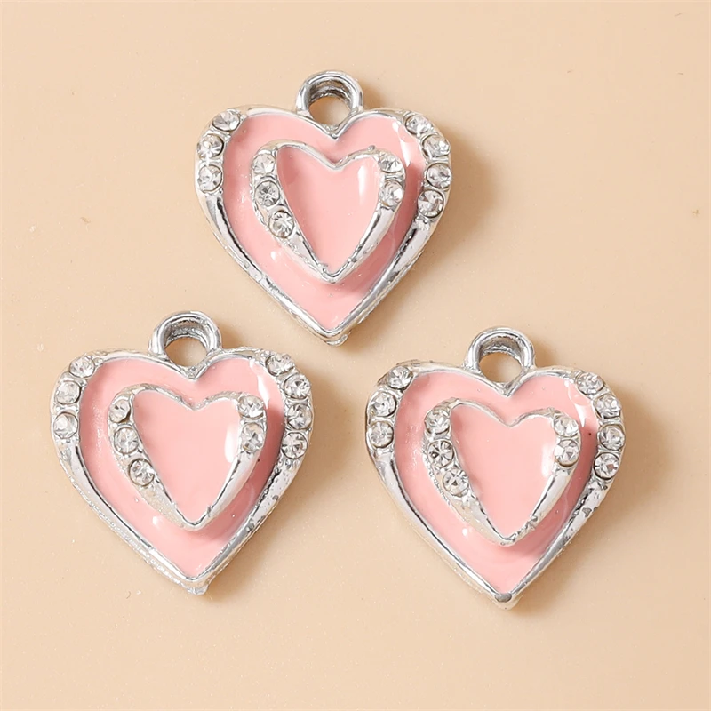 20 Stück 15x17mm Niedliche Emaille-Herzanhänger für die Herstellung von Halsketten, Ohrringen, Armbändern, DIY-Bastelbedarf, Schmuckzubehör – Detail 5