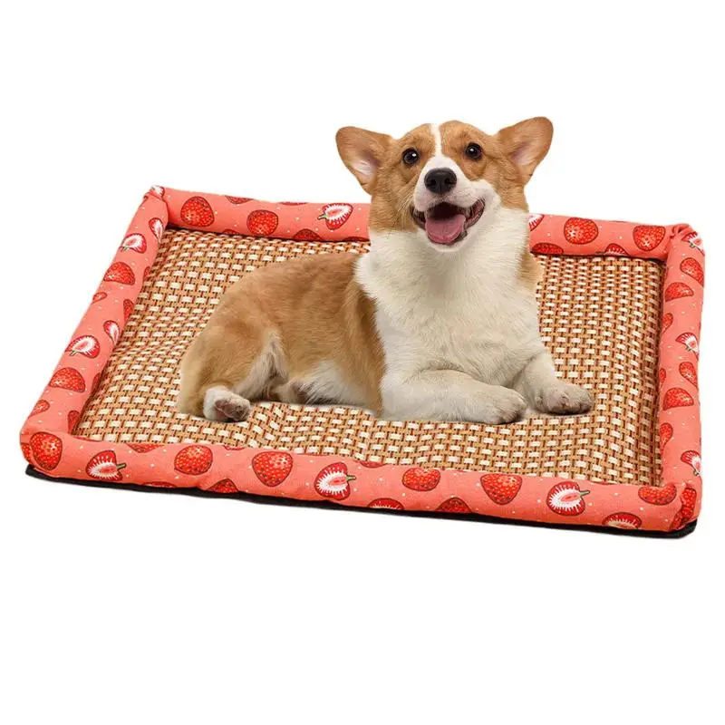 

Pet Cooling Pad Dog Cool Mat High-temp Resistant Rattan Square 19.6x15.7in Washable For Cat Chewing Prevention Place
