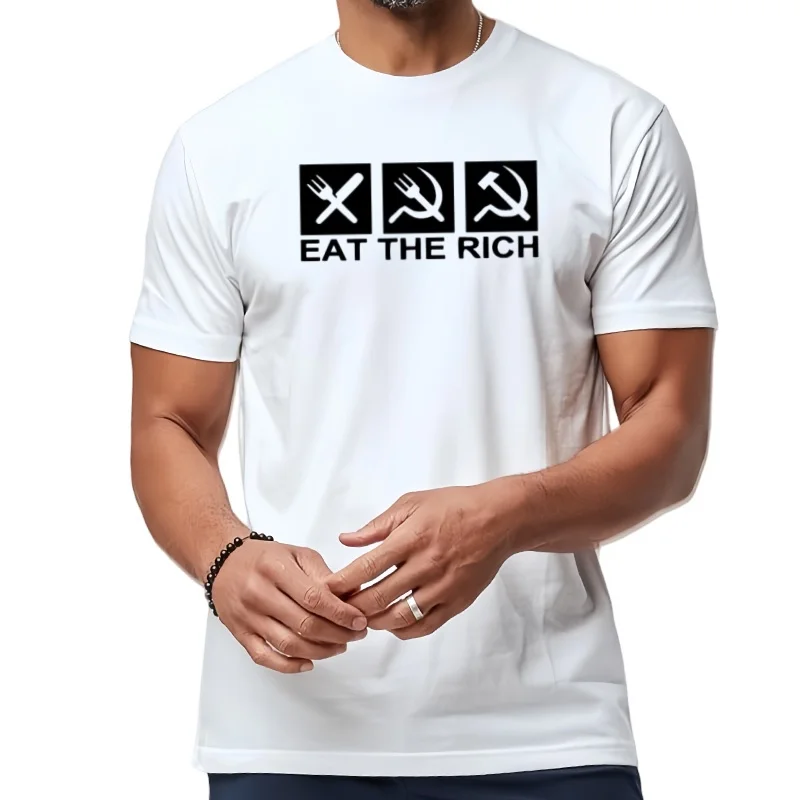 T-shirt homme avec logo Eat The Johanna, communisme chettes, anti-capiste manuellement, 019431
