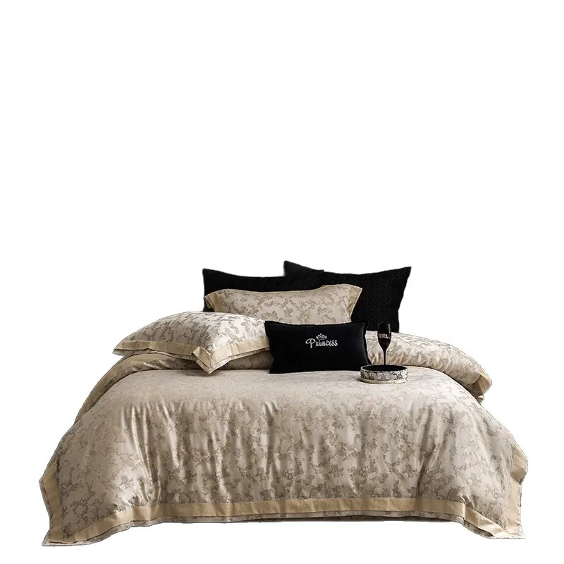 

LTT premium sense light luxury tencel cotton yarn-dyed jacquard four-piece set pure cotton quilt cover bedding