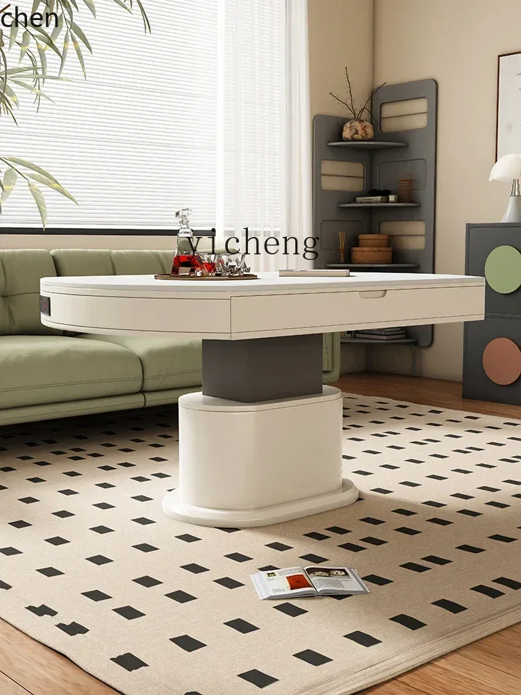 coffee table dining table integrated dual-purpose living room multi-function retractable folding round table home decor