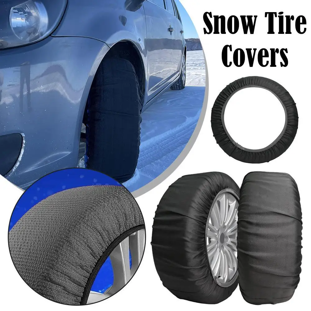 2pcs Winter Textile Cloth Tire Anti-skid Socks Car Universal Tire Snow Anti-skid Cover Perfect Fit No Noise Quick Installation