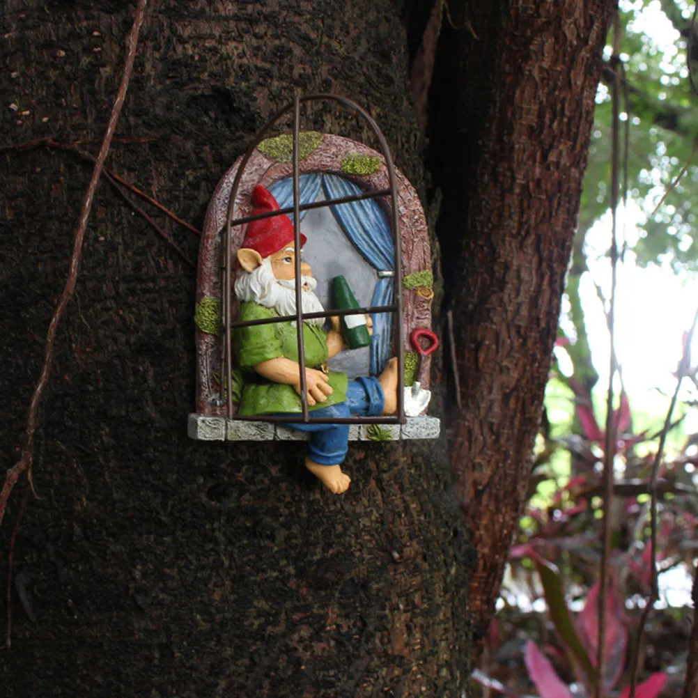 

Resin Iron Garden Decoration Hanging Statue Outdoor nament Christmas Tree Adornment Yard Park Display Sculpture Old Man Decor