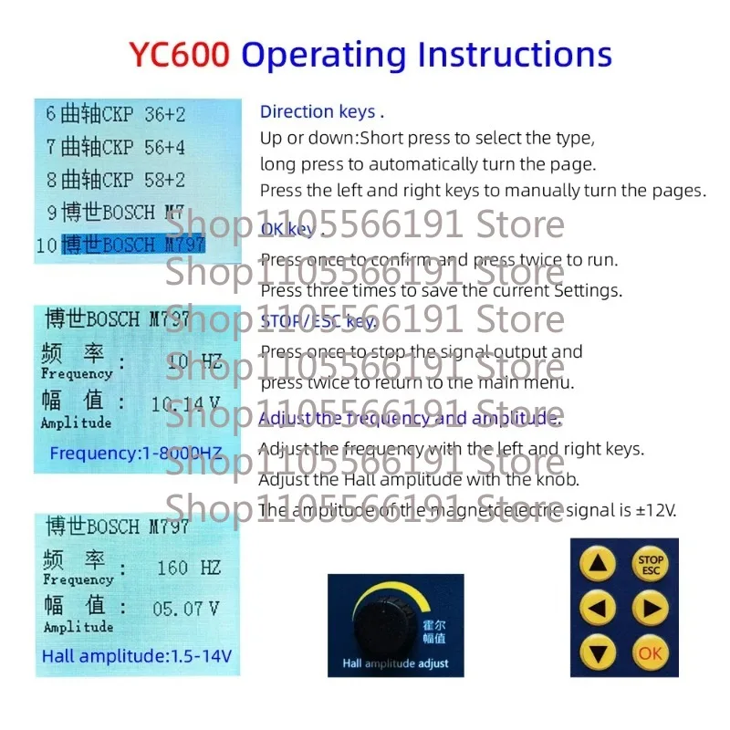 Updated YC600 6-Channel ECU Signal Generator CKP CMP Sensor Simulator