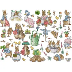 Peter Rabbit Garden Cartoon Animal Pattern Cross Stitch Kits Aida 14 16 11ct White Count HD Printed Fabric Sewing Embroidery Set