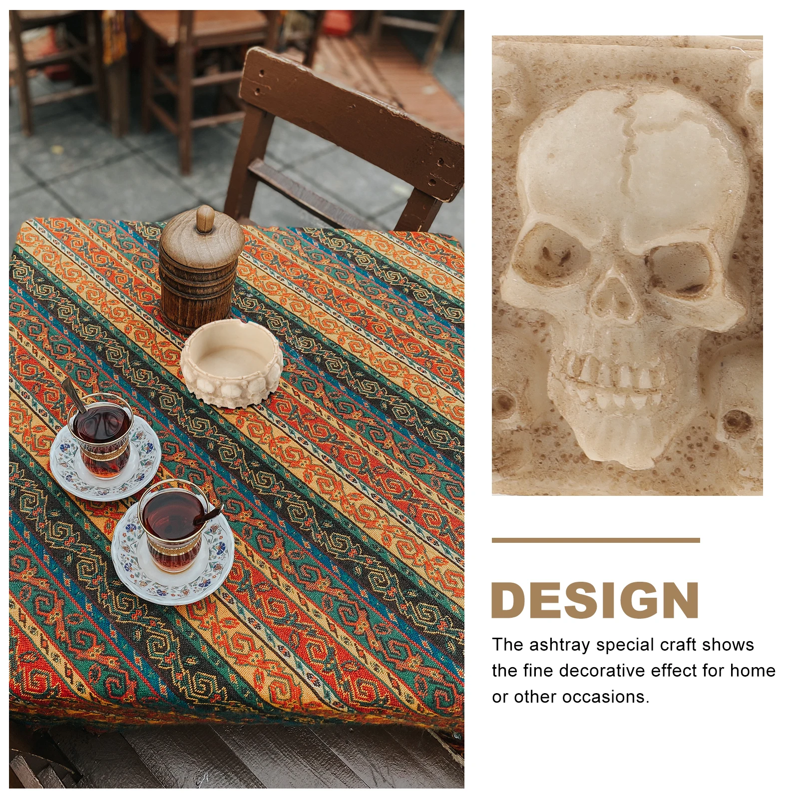 

Stylish Skull Ashtray Resin Halloween Decoration Desktop Cigar Ash Tray Smoking Supplies Unique Cigarette Butt Container Cool