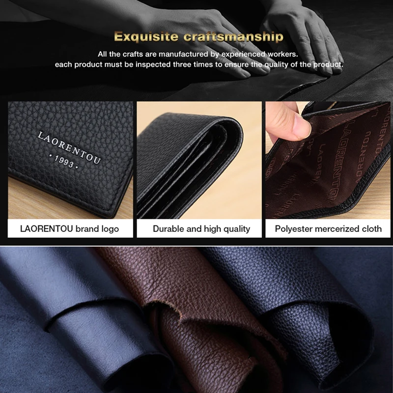 LAORENTOU 本革メンズ財布運転免許証カードホルダーヴィンテージカジュアルレザー小銭入れカードクラッチバッグ男性用