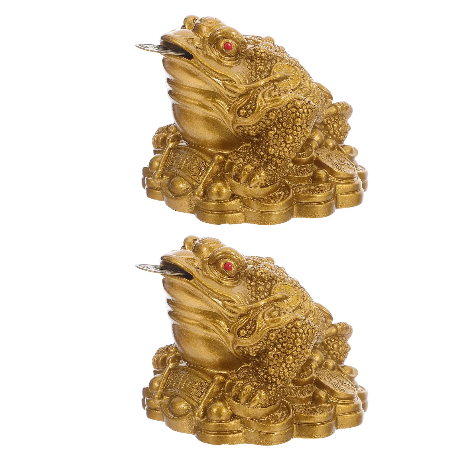 

2Pcs Feng Shui Three-Legged Money Frog Toad Statue Resin Miniature Desktop Ornament Symbolizing Wealth Luck Prosperity