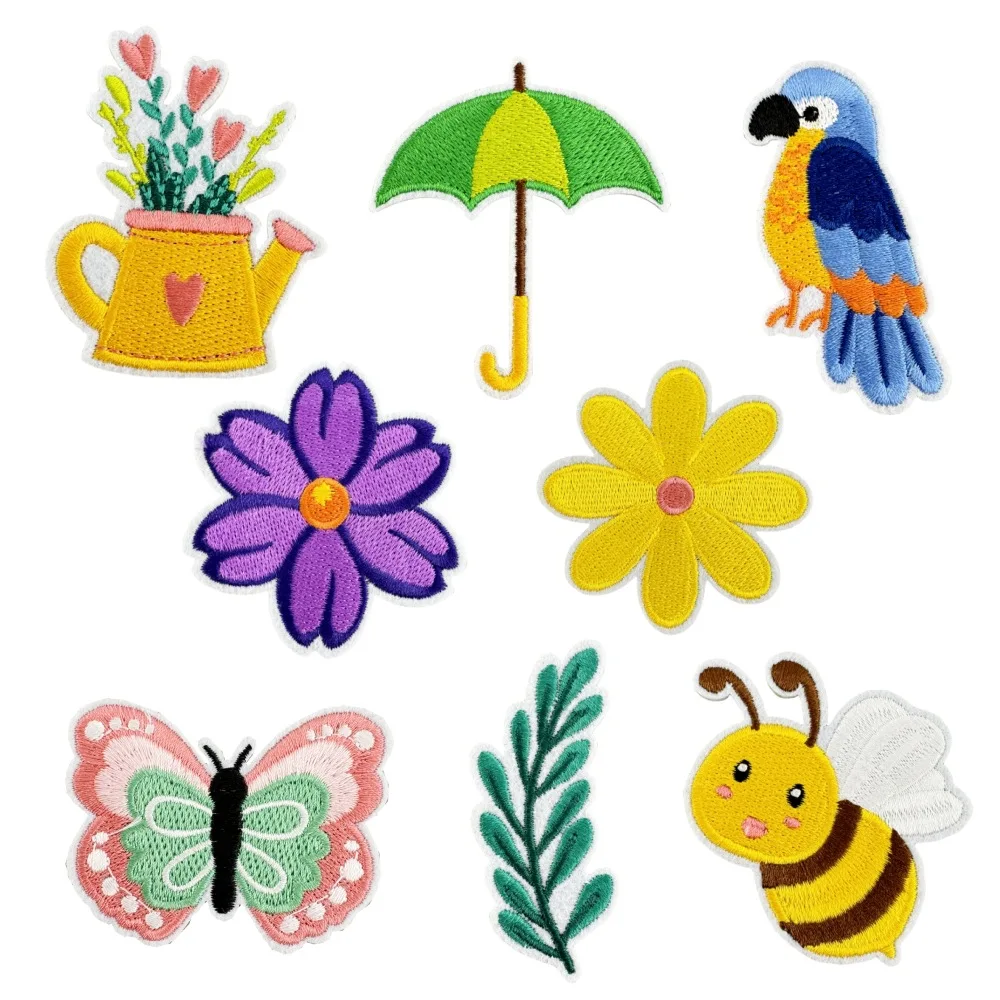 

Bee Flower Embroidery Patch Stickers Embroidered Iron on Transfers for Clothing Custom Patches Appliques Scp Truckers Hat Patch