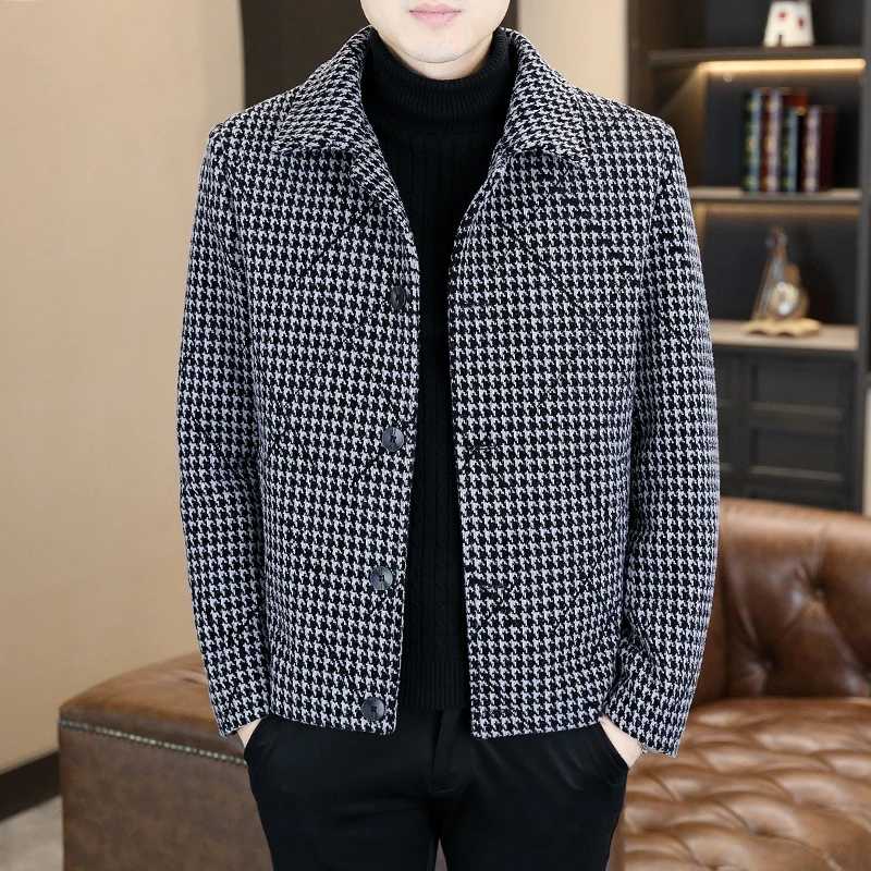 

Зимняя повседневная короткая куртка, модный и крутой топ из шерстяной и золотой норки в тон, утягивающее мужское пальто