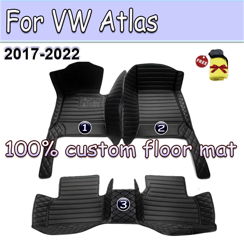 

Car Mats For VW VW Atlas Teramont CA1 2017~2022 Auto Interior Parts Floor Rug Carpet Luxury Leather Mat Car Accessories