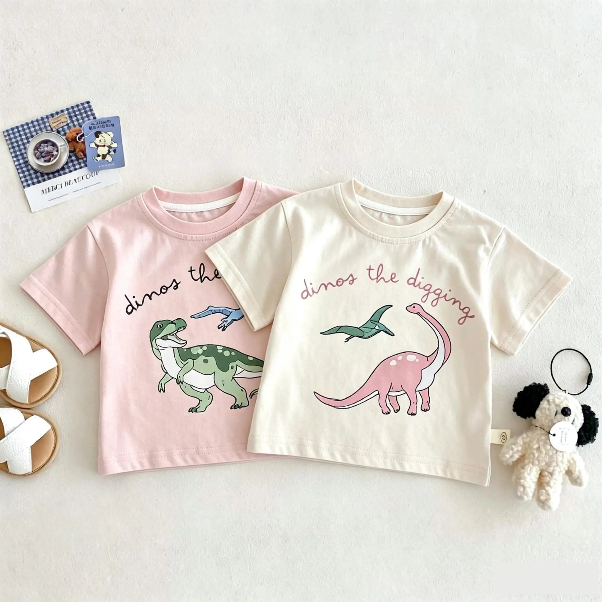 Dinosaur Pattern Printed T-shirt For Kids Clothing Summer Fashion Popular Children Short Sleeved Tops Tees Cartoon T Shirts 1-7y