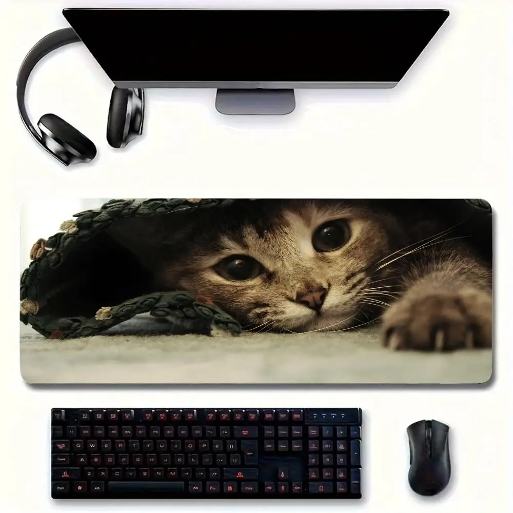 Simpatico tappetino per Mouse per gatti tappetino per mouse grande per home office tappetino da scrivania in pelle impermeabile per giocatori tappetino per mouse per Computer tappetino per tastiera scrivania