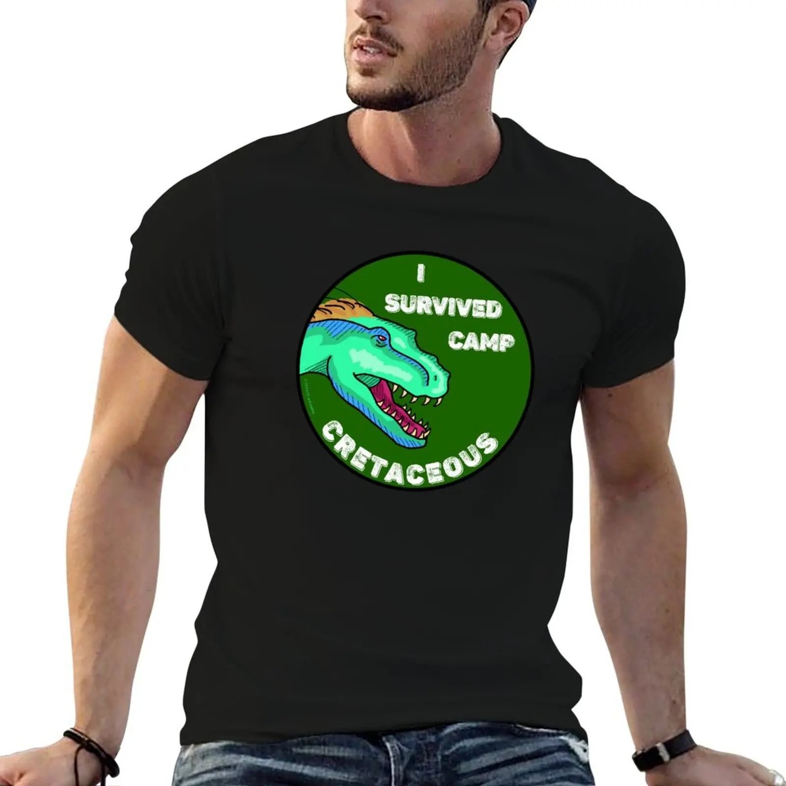 

Camp Cretaceous Badge - Jurassic World T-Shirt t shirts for man slim fit t shirt men 100% cotton luxury brand T-Shirt