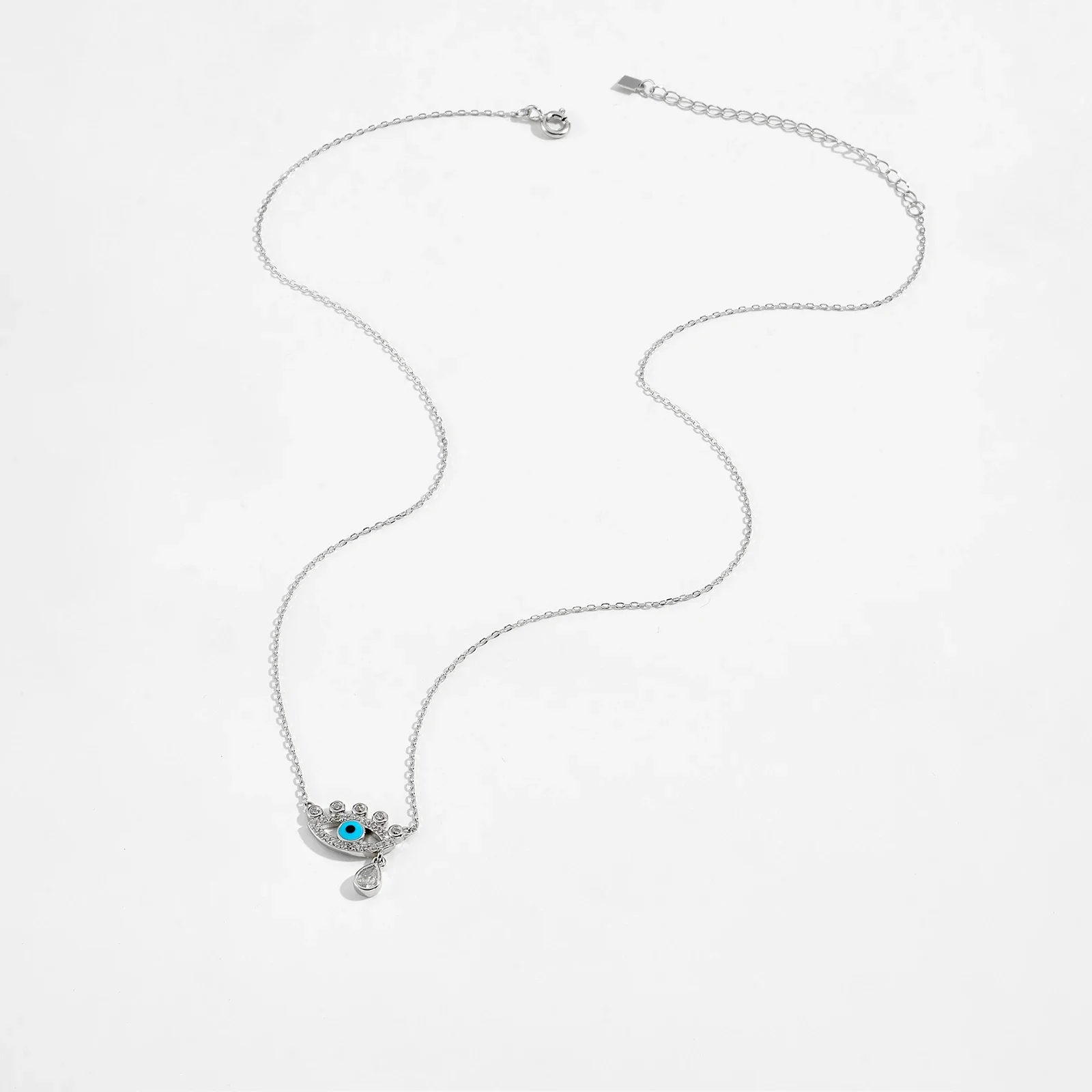 ANDYWEN 925 Silver Eye Necklace, Blue Eye with Freshwater Pearl Drops, Mystical Jewelry Gift Box for Women, Versatile Daily Wear