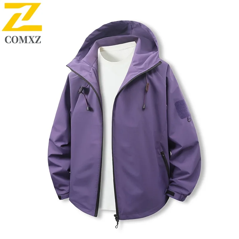 

COMXZ мужские куртки повседневное ветрозащитное пальто с капюшоном для приключений на открытом воздухе однотонный дизайн дорожная легкая осенняя мотоциклетная куртка