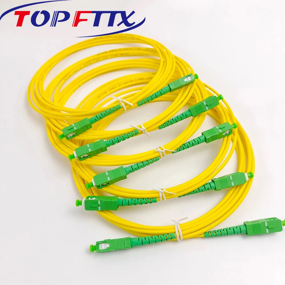 50 buah kabel Patch serat optik SC 3D profesional SM G652D OS2 Simplex 3.0mm panjang 1 Meter dengan steker mantel LSZH kuning> 500